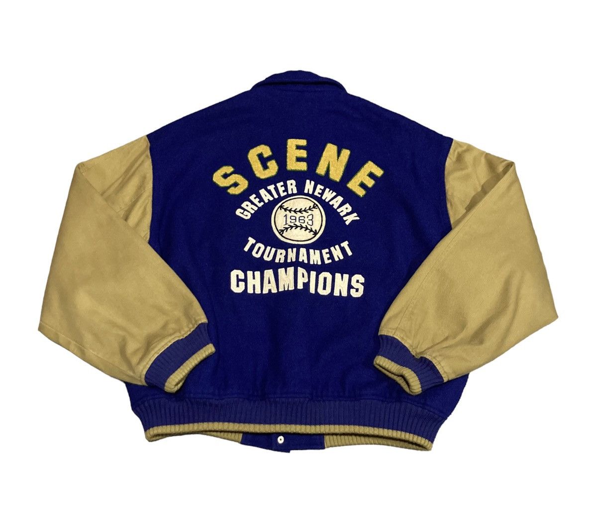 image of American College x Varsity Jacket Vintage 1960' Varsity Jacket By Scene in Blue, Men's (Size XL)