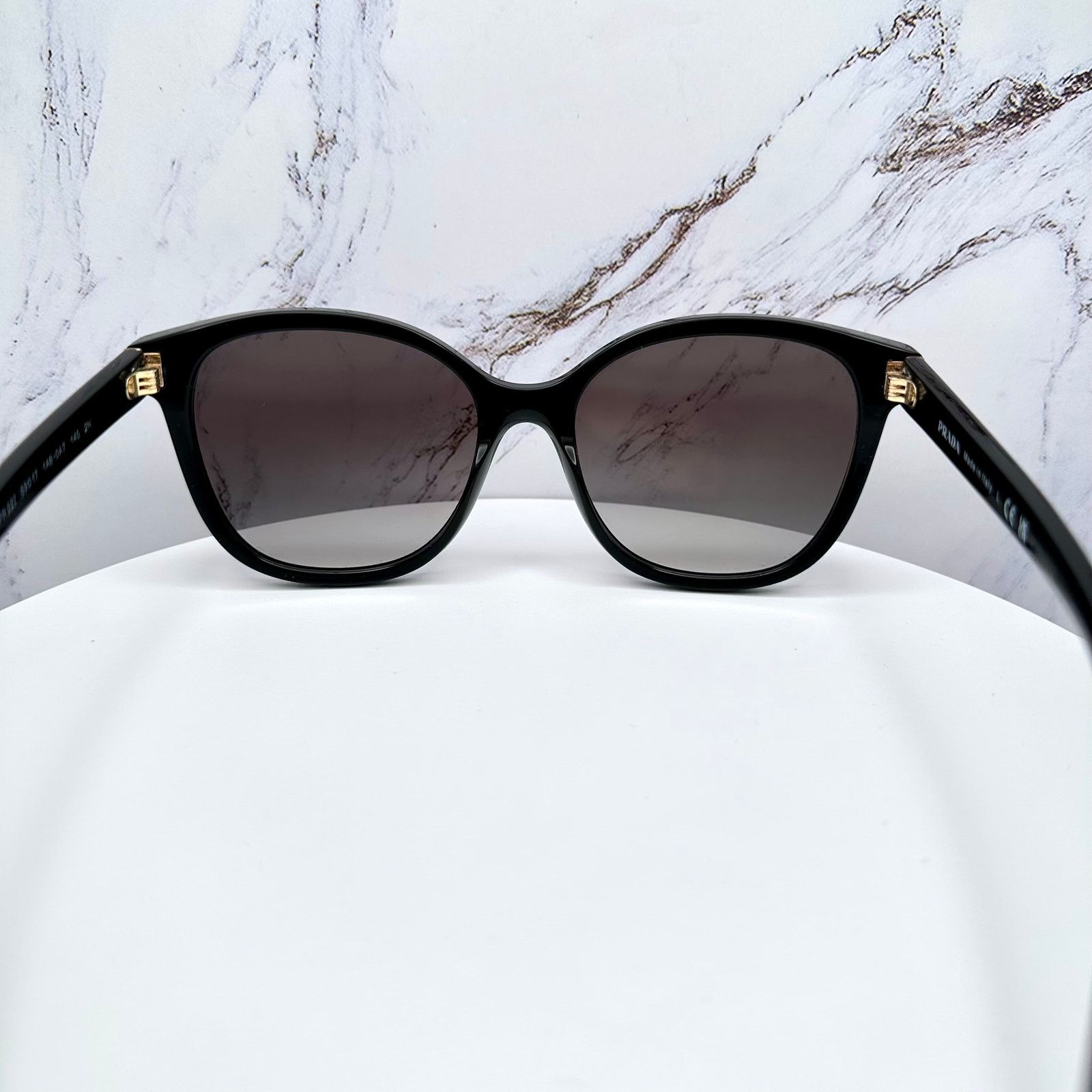 Prada New PRADA Sunglasses Black Gold Square Gray Lens Size ONE SIZE - 19 Thumbnail