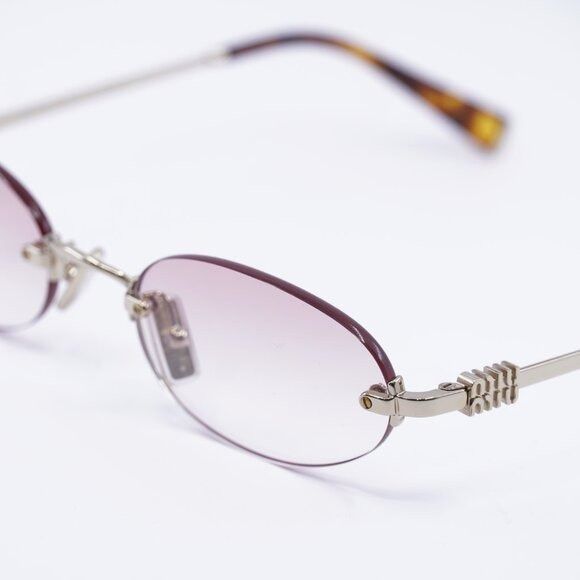 Miu Miu Miu Miu MUA54S ZVN70O Sunglasses Pale Gold Oval Frame Size ONE SIZE - 2 Thumbnail