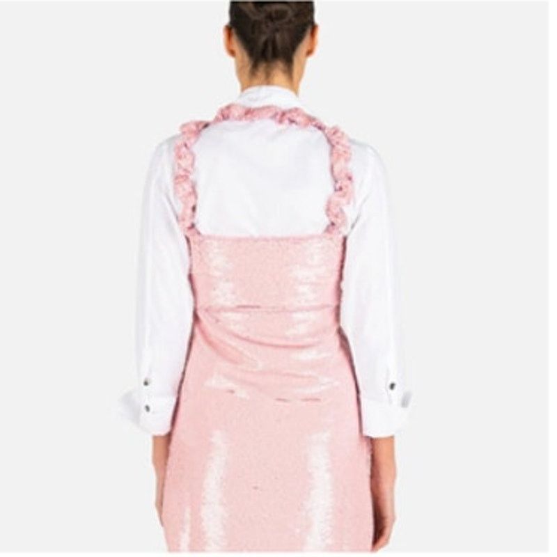 Ganni Ganni ruffle-trimmed pink sequined georgette mini dress 6 Size M / US 6-8 / IT 42-44 - 3 Thumbnail