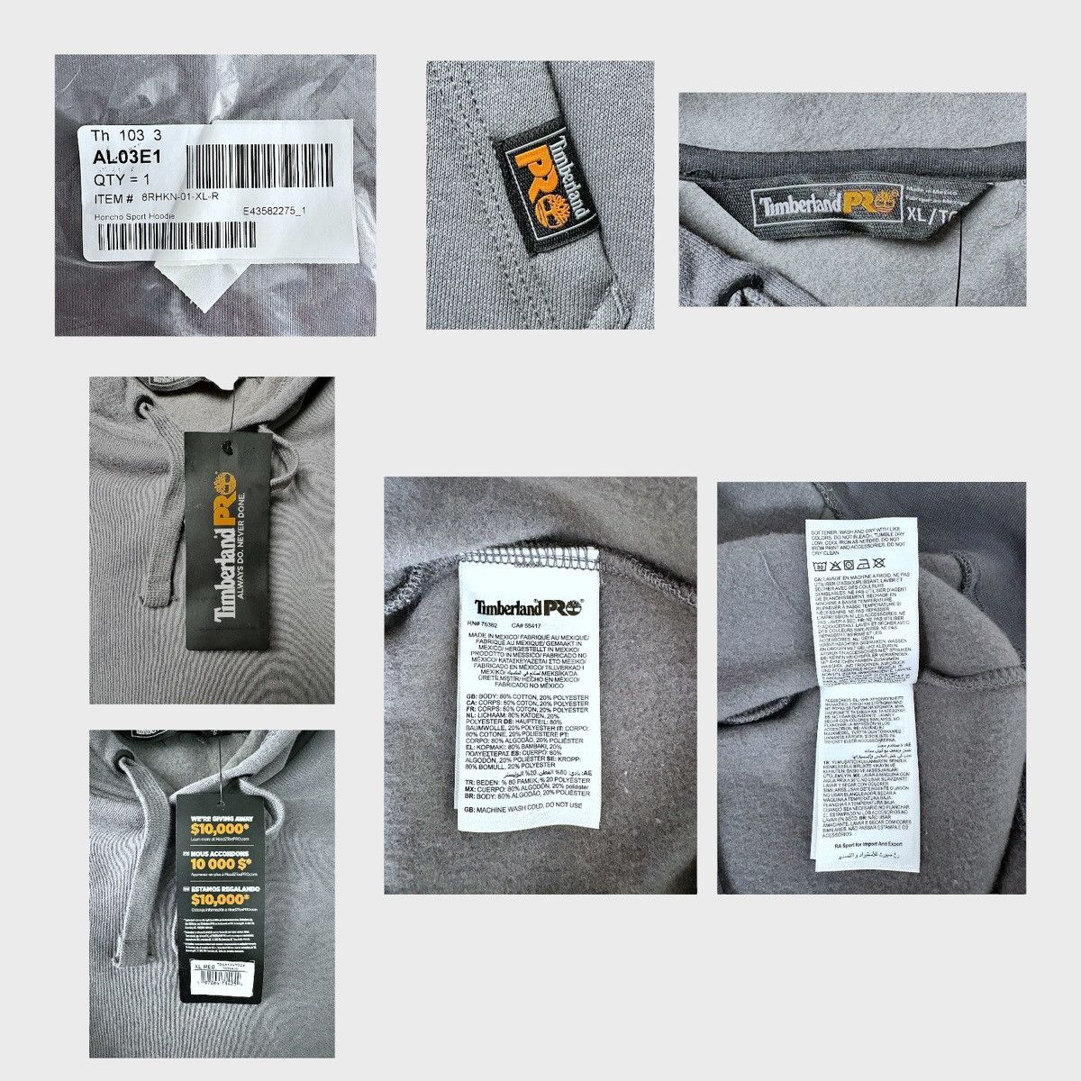 Timberland Timberland Pro Honcho Men’s Sport Gray Pullover Hoodie Sz XL Size US XL / EU 56 / 4 - 8 Thumbnail