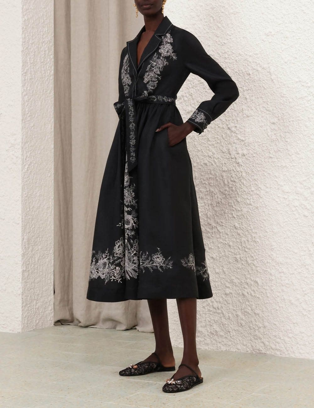 Zimmermann oc11z1025 Shirt Midi Dress in Black Size S / US 4 / IT 40 - 3 Thumbnail