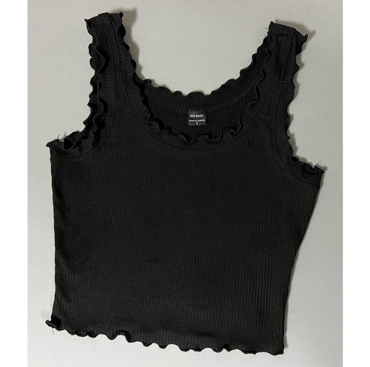 Vintage Iris Basic Black Tank Crop Top Cami Camisole Shirt Size S 🕷️ Size S / US 4 / IT 40 - 1 Thumbnail