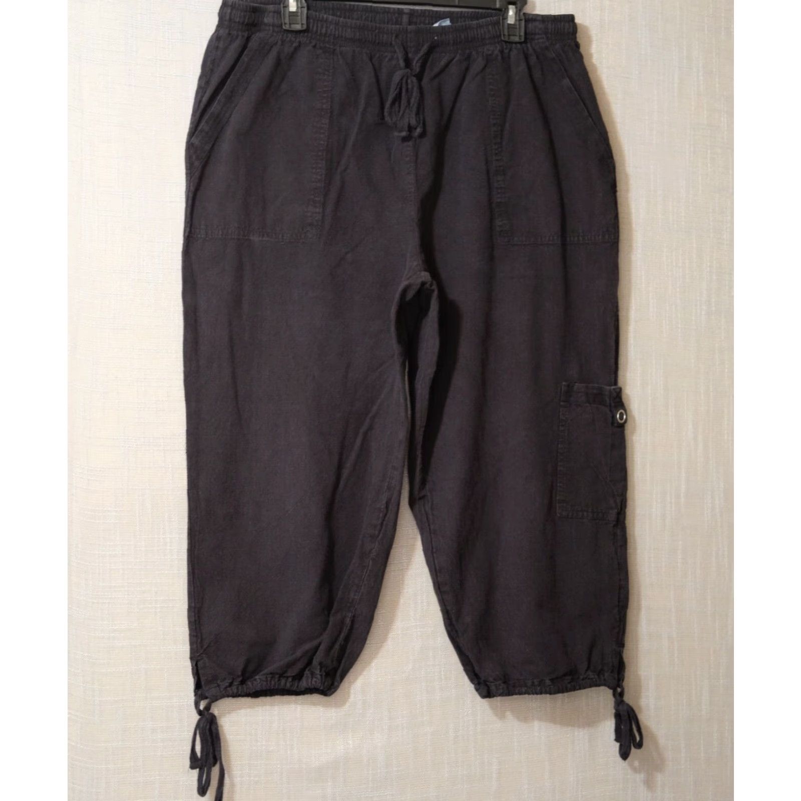 Vintage VINTAGE CLASSIC ELEMENTS Capri Pull On Black 100% Cotton Women's L #H50-31 Size ONE SIZE - 2 Thumbnail