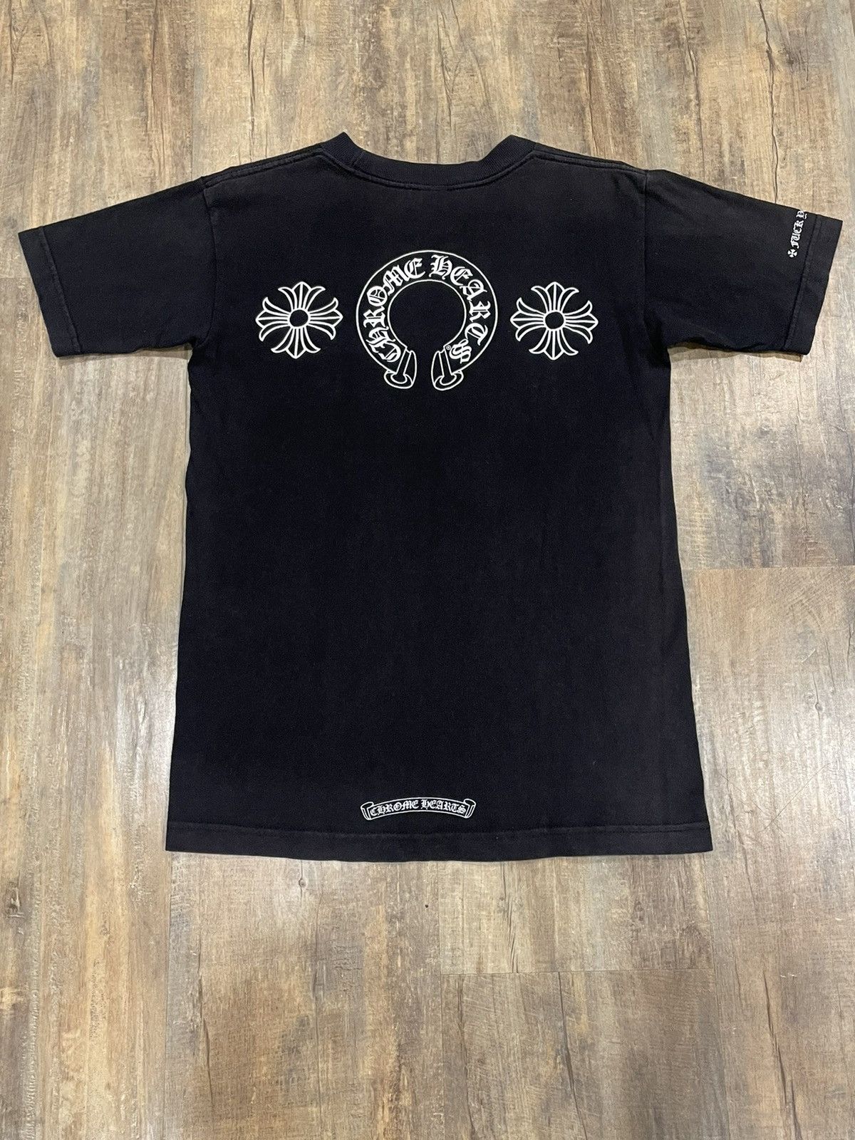 image of Chrome Hearts Horseshoe Cross Logo Black Pocket Tee, Men's (Size Small)