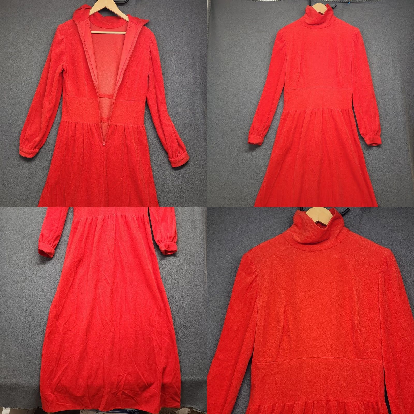 Vintage VINTAGE Red Prairie Dress Maxi High Neck Long Sleeve Womens Small Handmade Cottagecore 70s Size S / US 4 / IT 40 - 8 Thumbnail