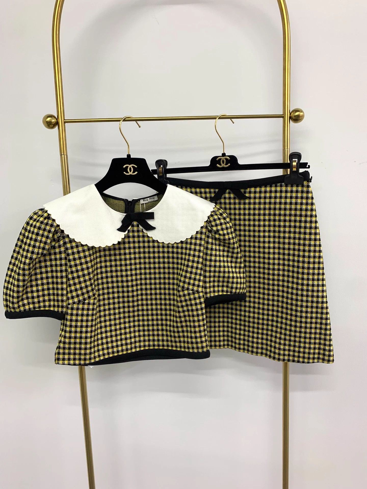 Miu Miu MIU MIU Doll Collar Houndstooth Suit L New Size L / US 10 / IT 46 - 1 Thumbnail