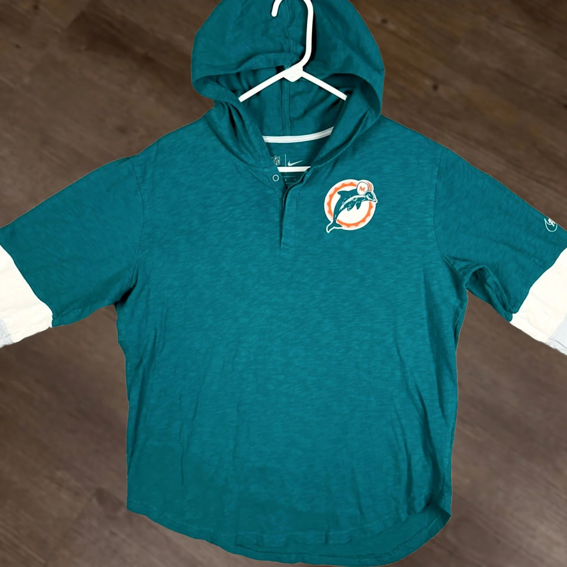 Nike Nike Miami Dolphins Hoodie Mens L Teal Henley NFL Sweatshirt Long Sleeve Button Closure Logo Size US L / EU 52-54 / 3 - 1 Thumbnail