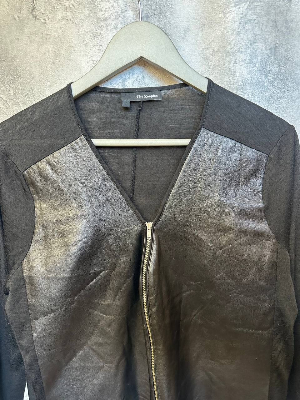The Kooples The Kooples Lambskin Leather-Panel Zip Cardigan Wool Size L / US 10 / IT 46 - 5 Thumbnail