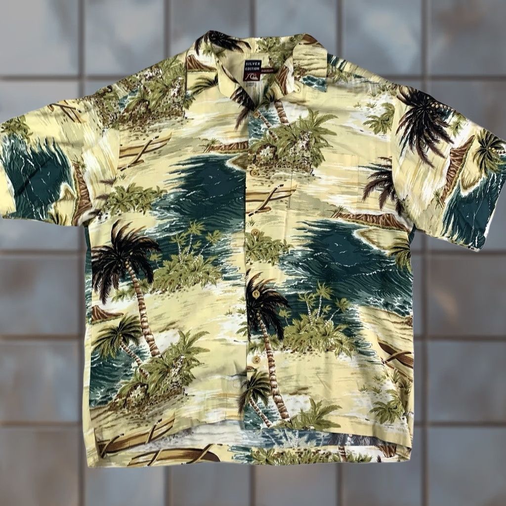 Quiksilver VINTAGE Quiksilver Hawaiian Shirt Mens Large L Green Rayon Floral Pocket Camp Collar USA Silver Edition Size US L / EU 52-54 / 3 - 1 Thumbnail