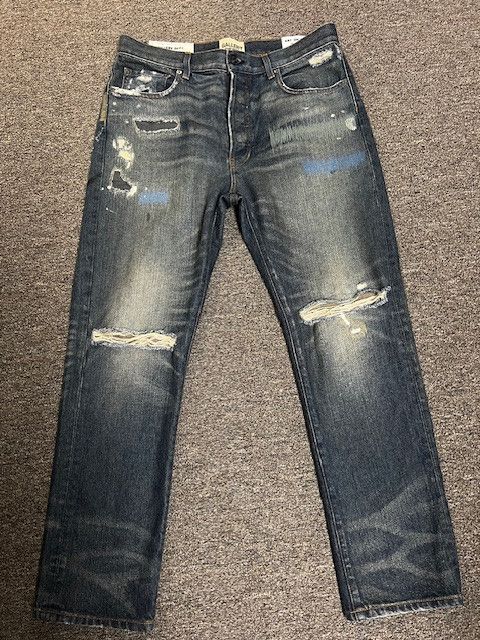 image of Gallery Dept. Starr 5001 Straight-Leg Paint-Splattered Jeans in Blue, Men's (Size 32)