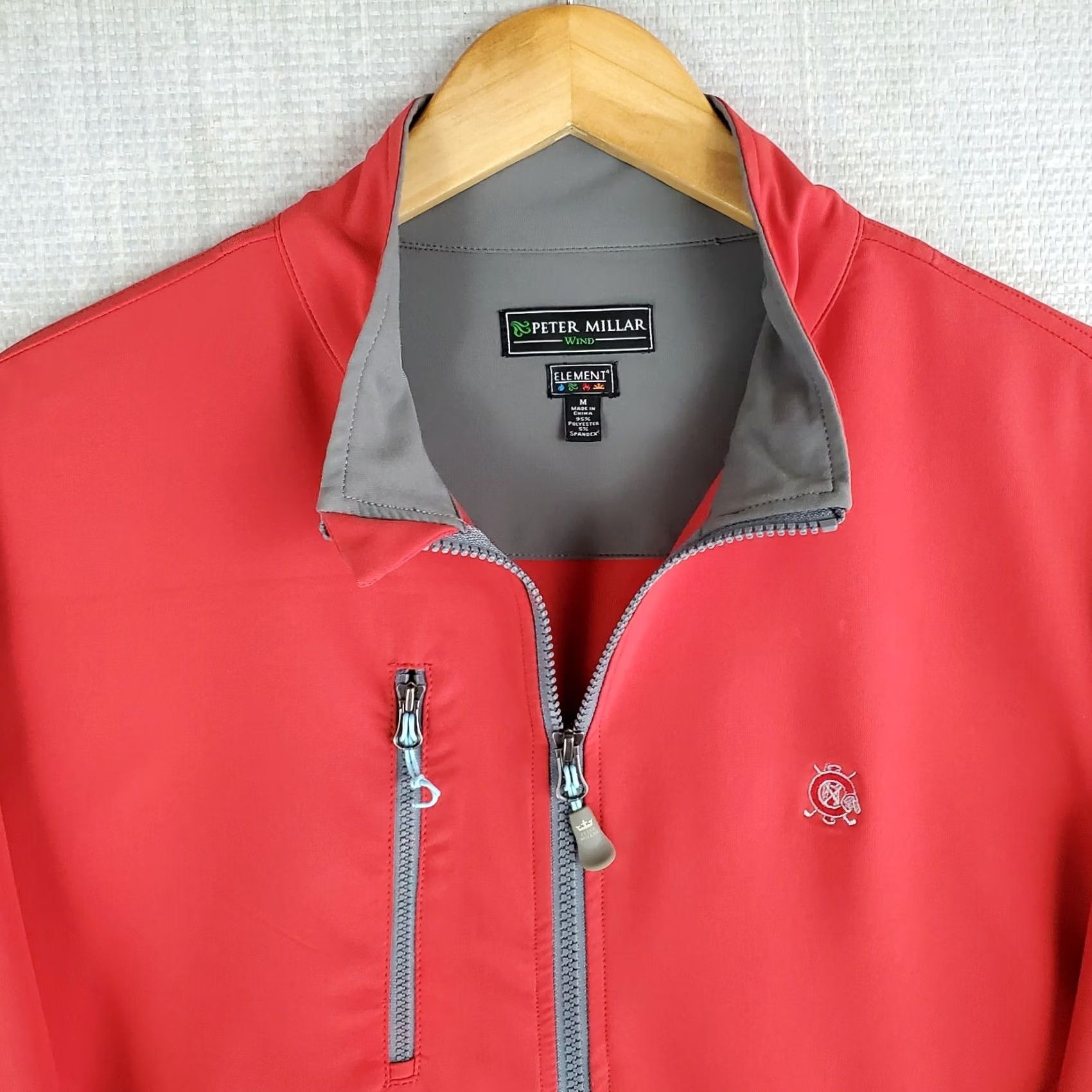 Peter Millar PETER MILLAR Men's Windproof Full Zip Jacket - 4 Element Golf/Casual Solid Red, Size M, Regular Fit Size US M / EU 48-50 / 2 - 3 Thumbnail