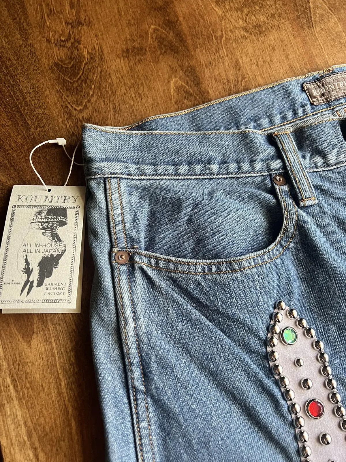 Kapital Kapital Studded Gem Denim Shorts Size US 34 / EU 50 - 3 Thumbnail