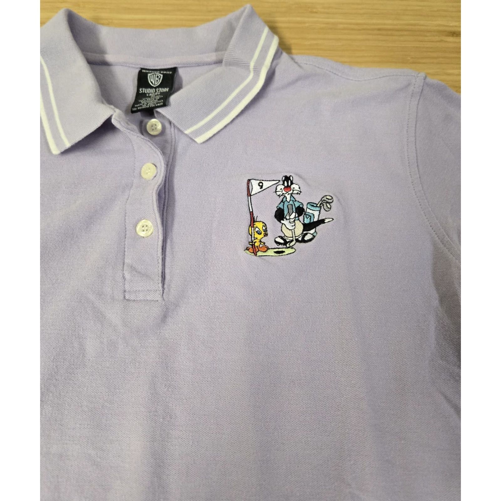 Vintage VINTAGE Warner Bros Polo Shirt Womens Medium Purple Sylvester Tweety Golf Cartoon 90s Shirt Size M / US 6-8 / IT 42-44 - 2 Thumbnail