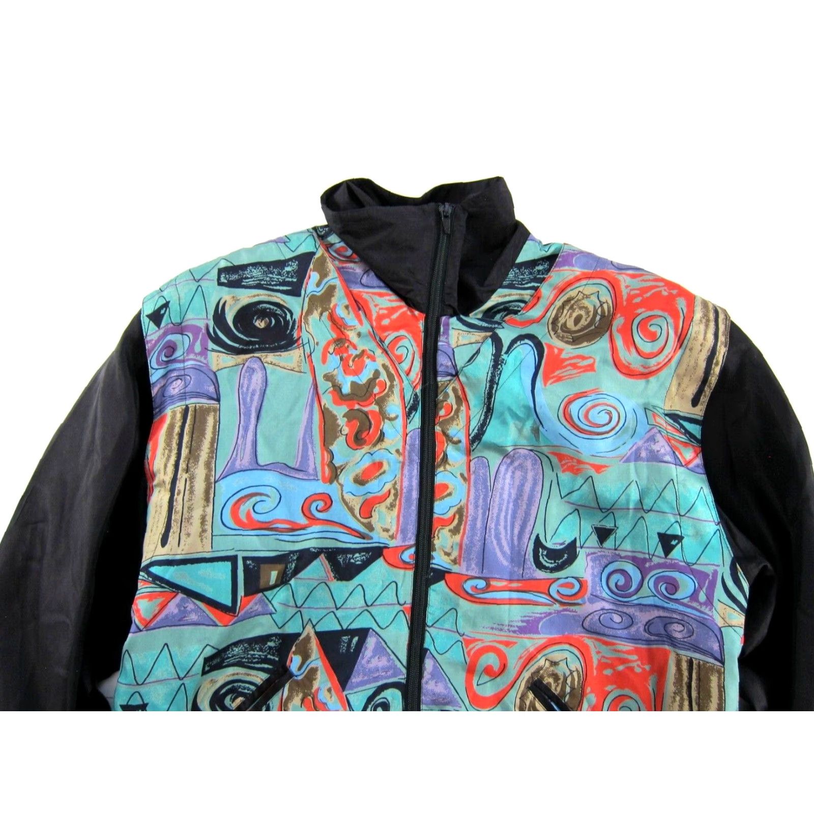 Oleg Cassini Vtg Oleg Cassini Silk Abstract Blue Windbreaker Jacket S-L Oversize Zip Women's Size S / US 4 / IT 40 - 4 Thumbnail