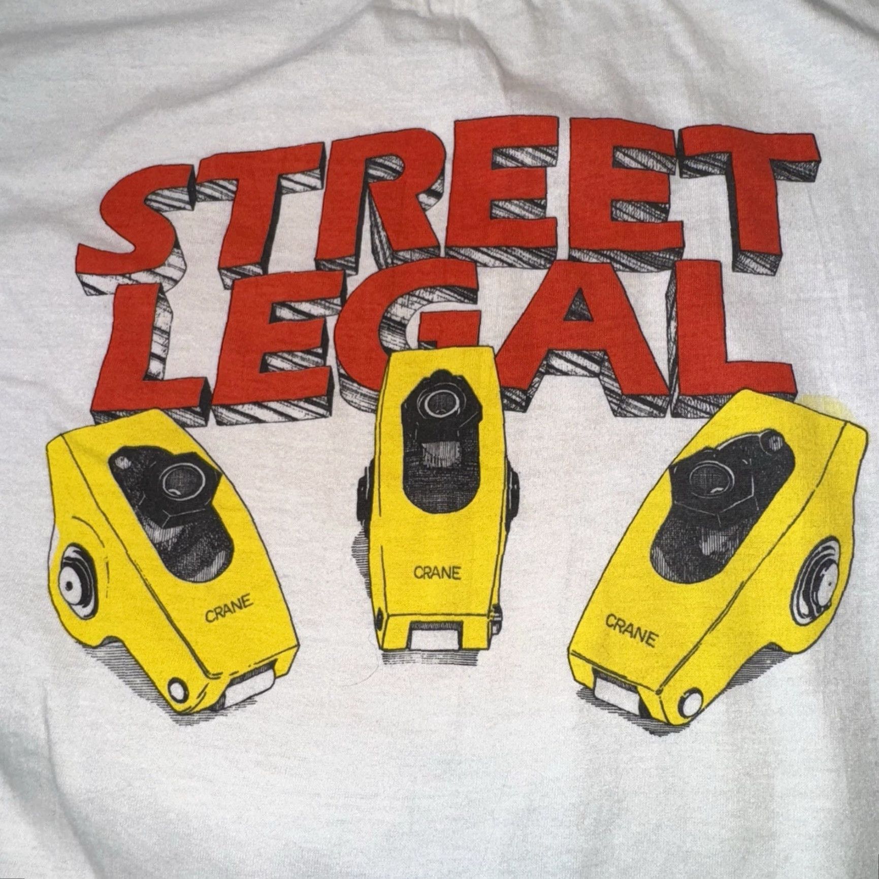 Vintage Crane Cams T Shirt White Graphic Print Men M Short Sleeve Round Neck Vintage Single Stitch 80’s Street Legal Band Theme Logo Size US M / EU 48-50 / 2 - 2 Thumbnail