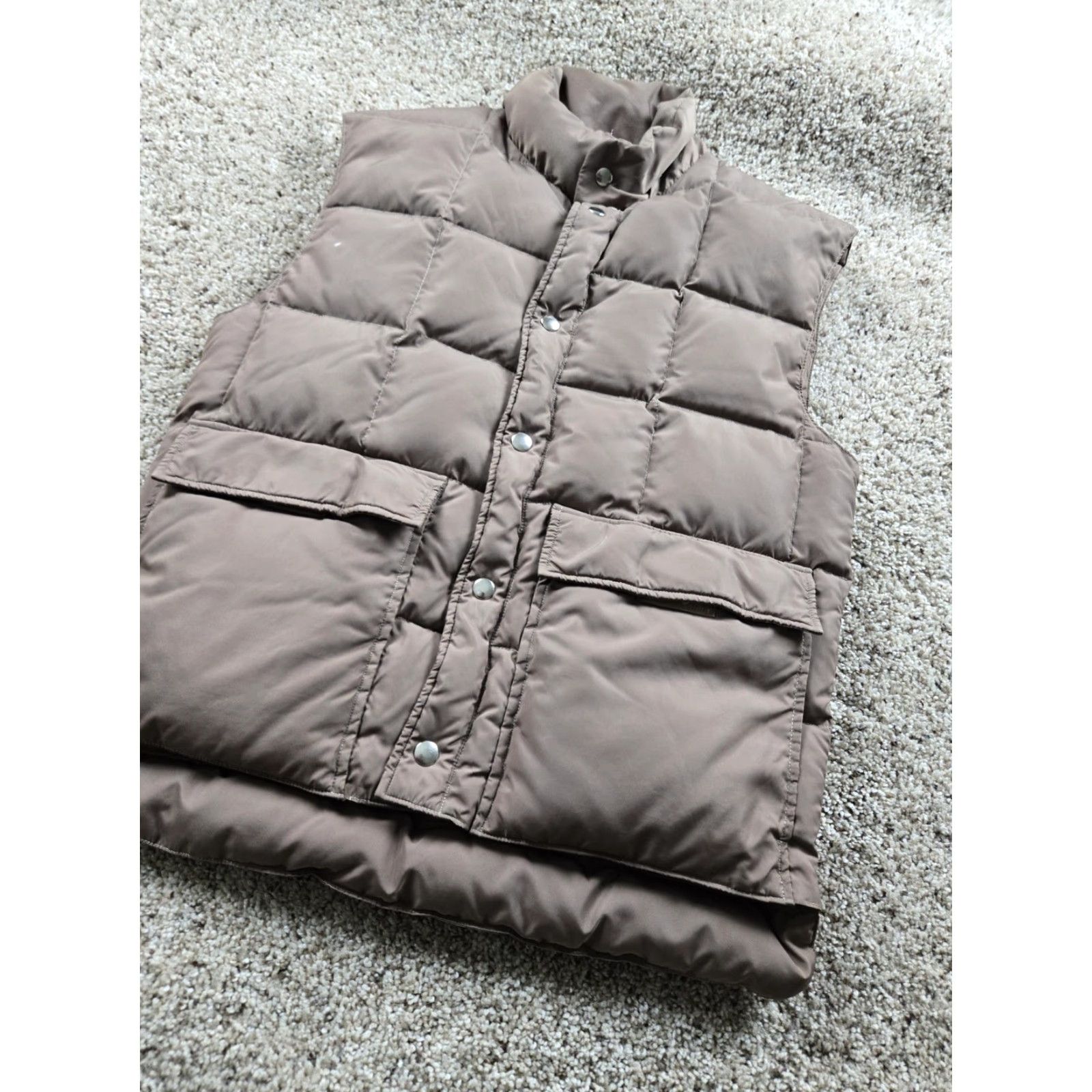 J Brand VINTAGE Swan Brand Vest Mens Small Brown Down Puffer Quilted Full Zip Pockets Size US S / EU 44-46 / 1 - 2 Thumbnail