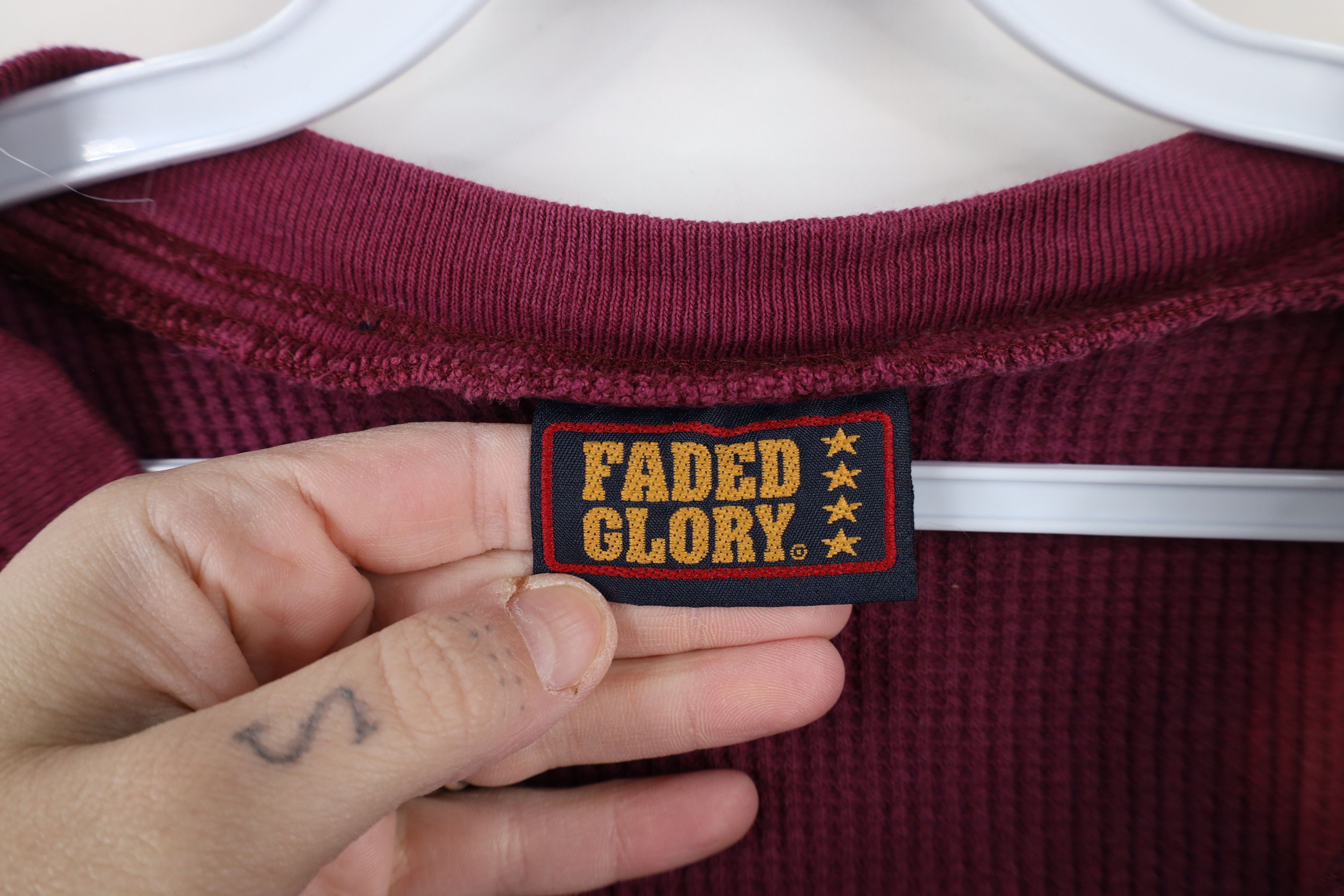 Vintage Vintage 90s Streetwear Waffle Knit Henley T-Shirt Red Size XL / US 12-14 / IT 48-50 - 5 Thumbnail