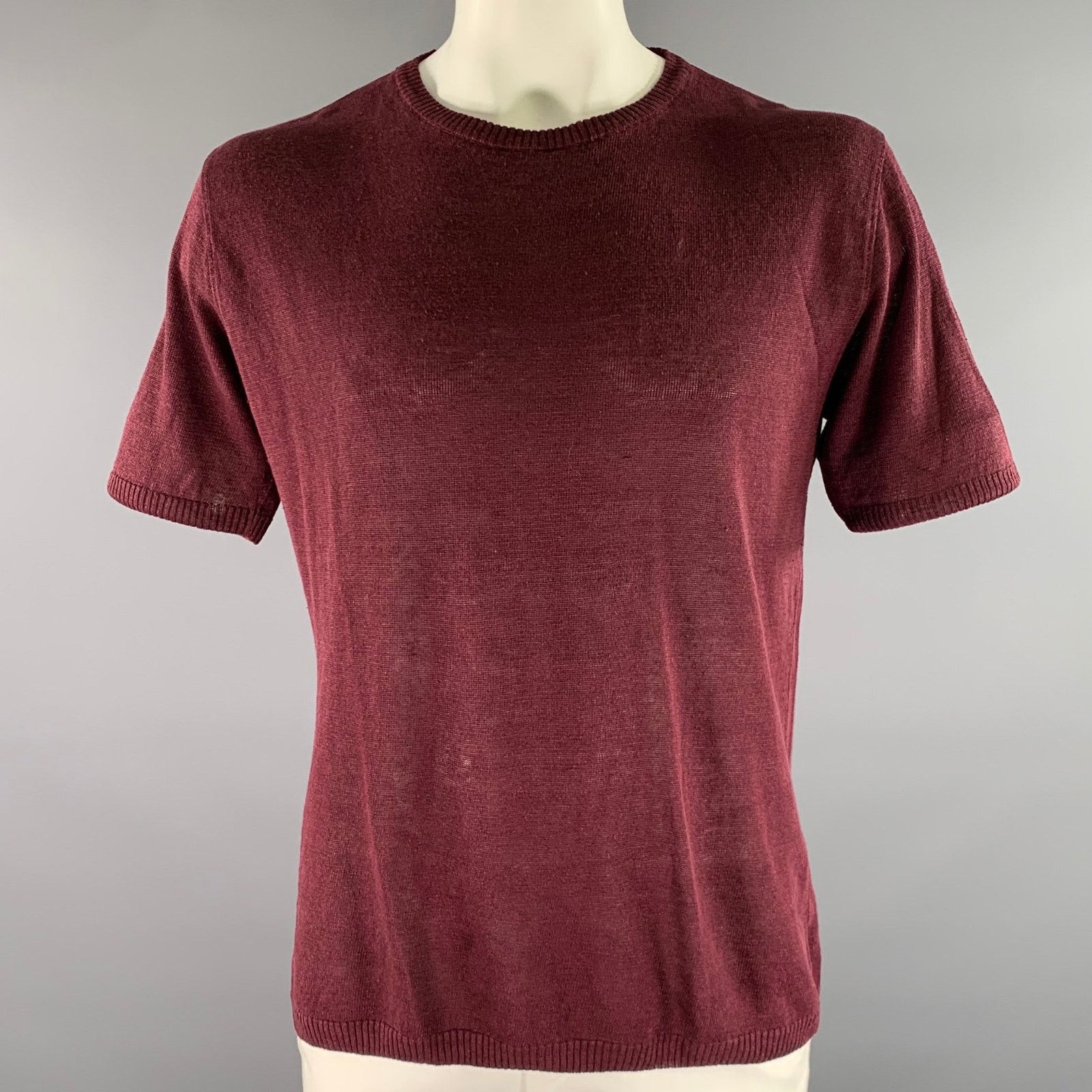 GRP GRP Size L Burgundy Knit Linen T-shirt Size US L / EU 52-54 / 3 - 1 Thumbnail