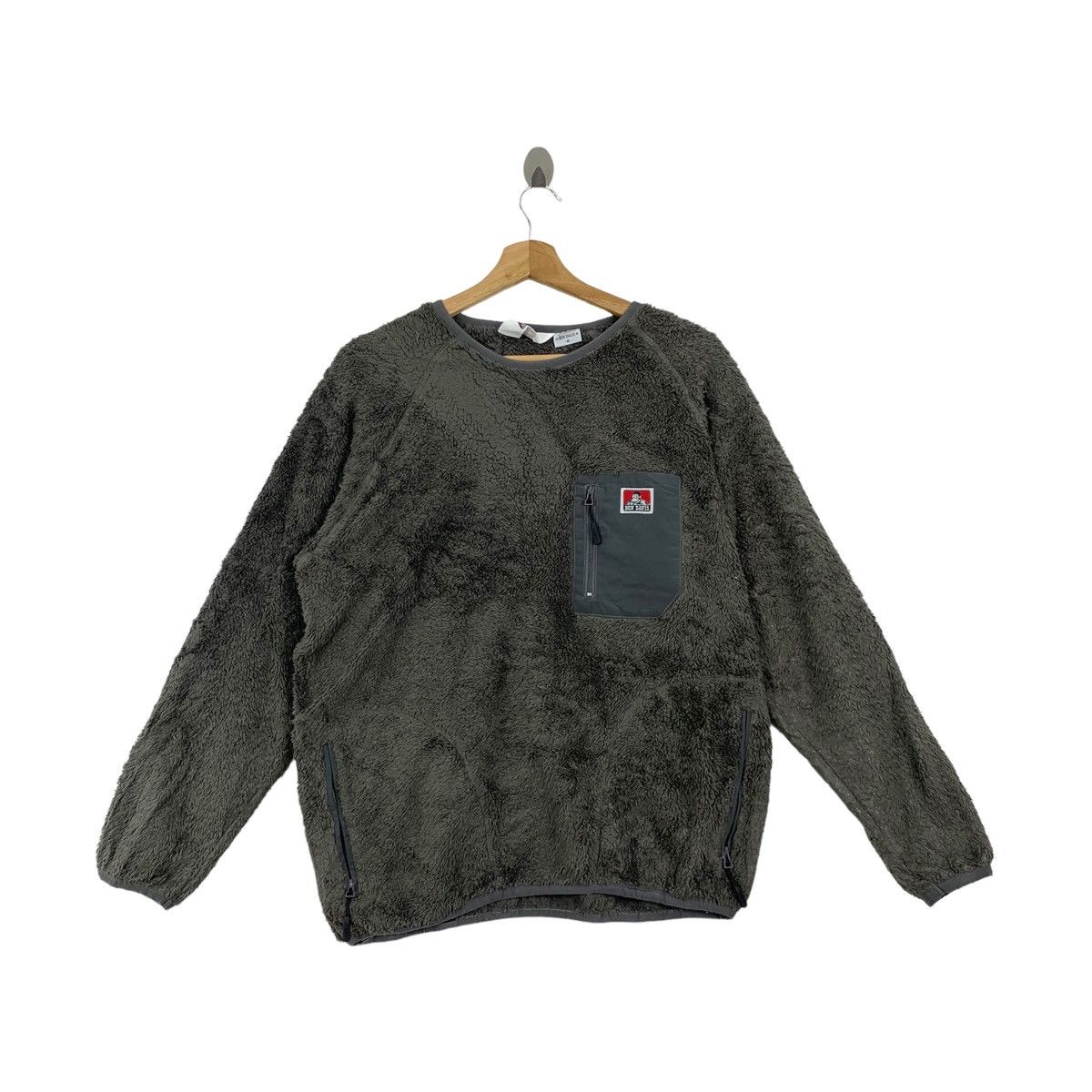 image of Ben Davis Classic Retro-X Design Fleece Sweatshirt Pullover in Grey, Men's (Size Medium)