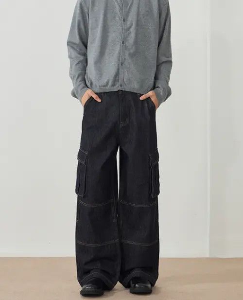 VIBE Multi-pocket patchwork wide-leg American loose work jeans Size US 32 / EU 48 - 6 Thumbnail