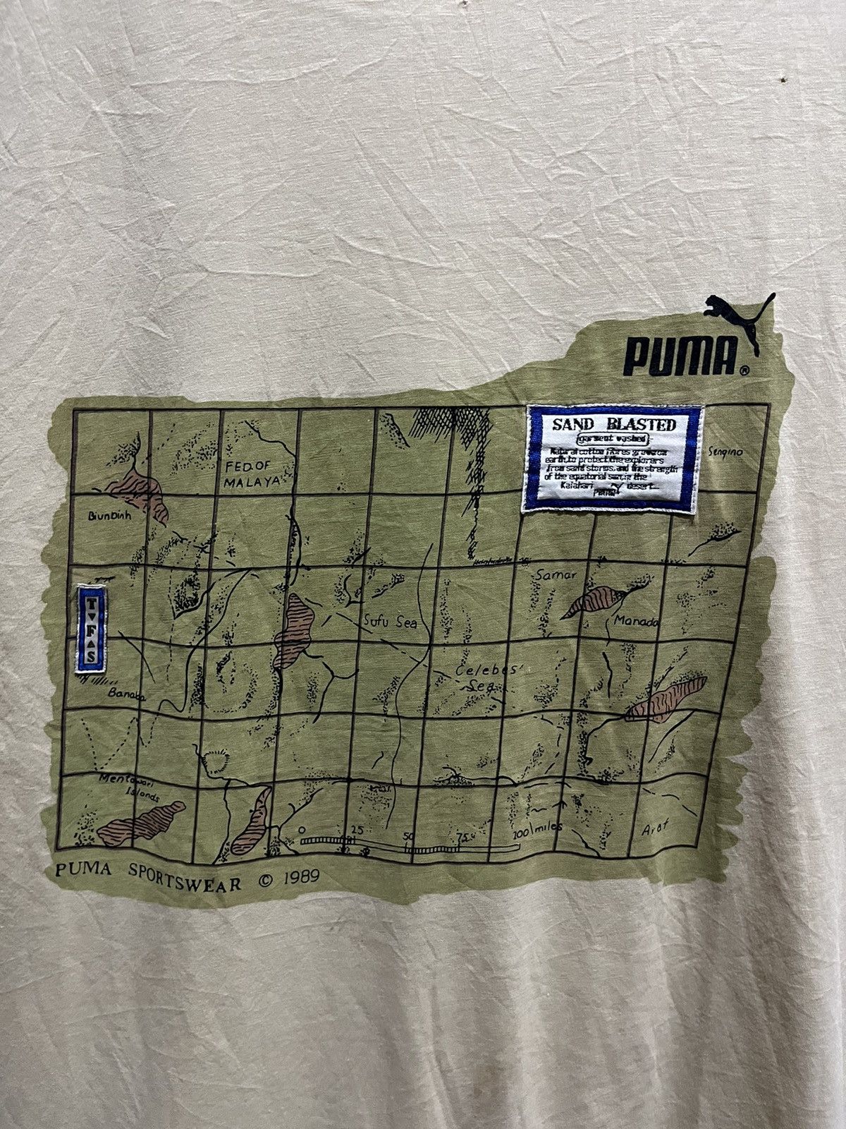Puma × Vintage Puma Sand Blasted T.F.S Tee Logo 1989s Size US XL / EU 56 / 4 - 2 Thumbnail