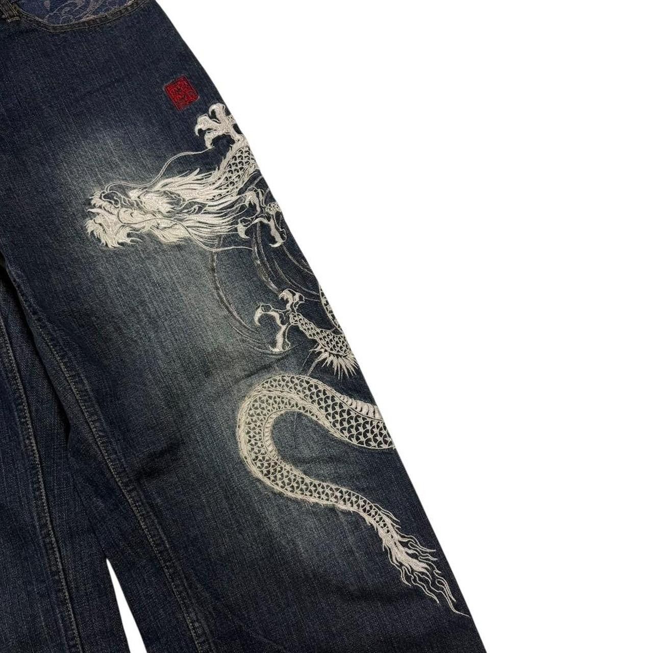 Karakuri Tamashii Karakuri Tamashii Embroidered Dragon Japanese Jeans Waist 34 Size US 34 / EU 50 - 3 Thumbnail