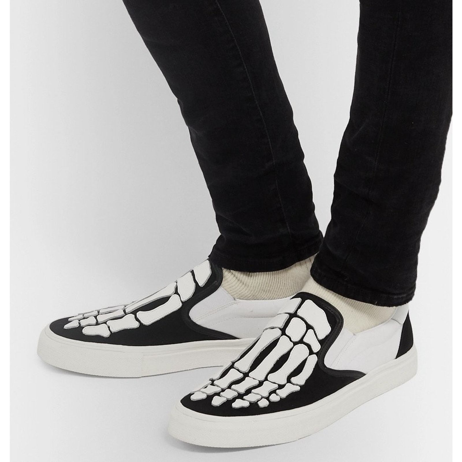 Amiri Amiri Mens Black White Skeleton Slip On Bones Sneakers 44 11 Size US 11 / EU 44 - 3 Thumbnail