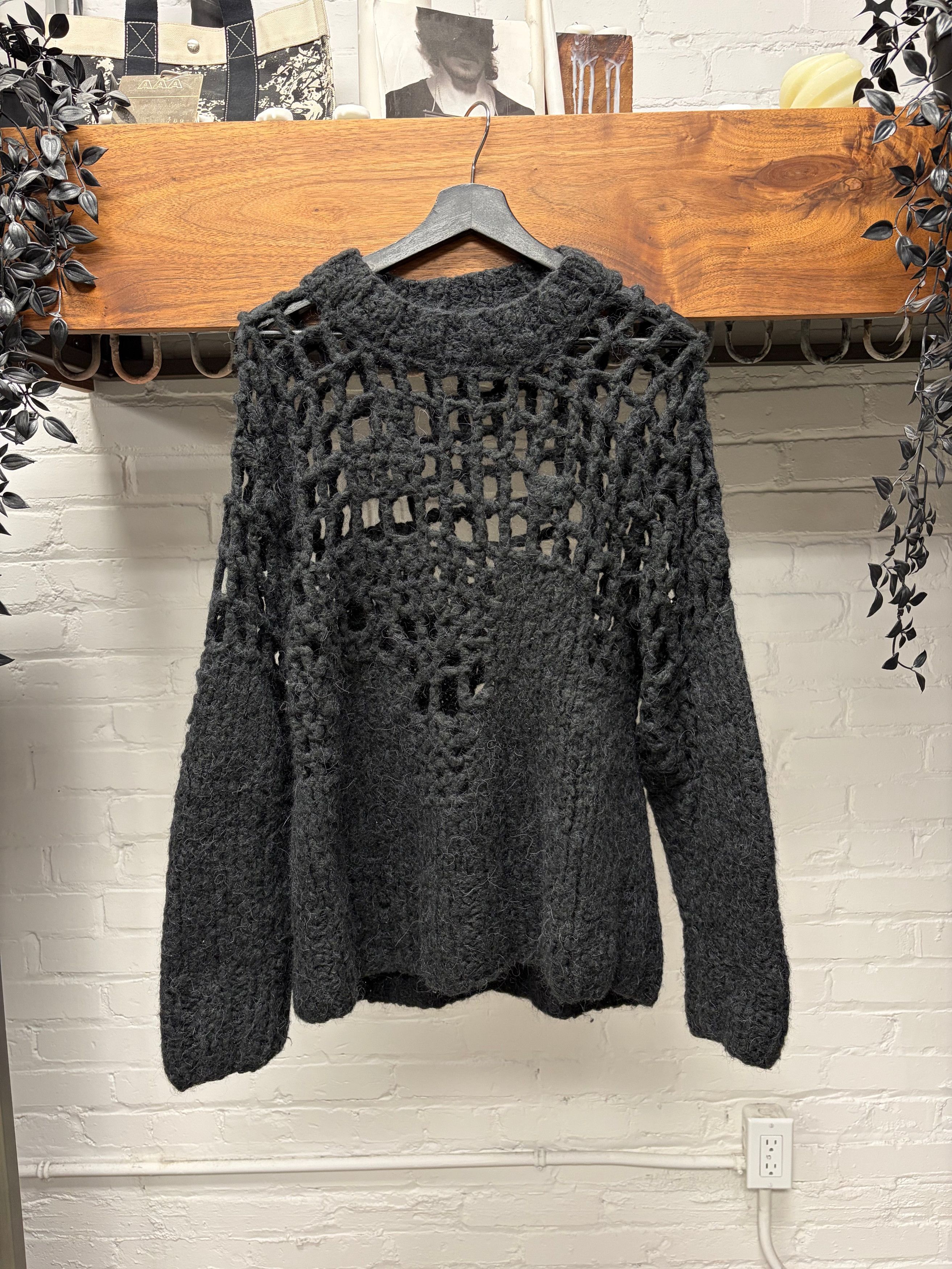 Maison Margiela SS2020 Maison Margiela Loose Gauge Black Distressed Knit Sweater Size US M / EU 48-50 / 2 - 1 Thumbnail