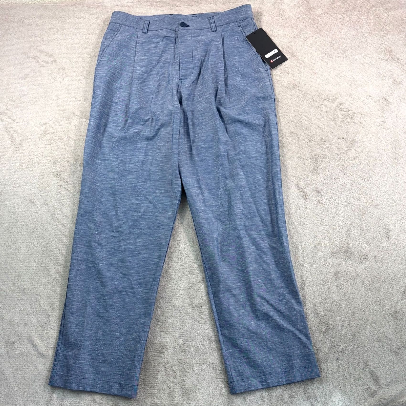 Lululemon Lululemon Lululinen Pleated Trouser Pants Club Blue Men 34x30 NWT Casual Chino Straight Pants Solid Blue Vintage No 5-Pocket Size US 34 / EU 50 - 2 Thumbnail