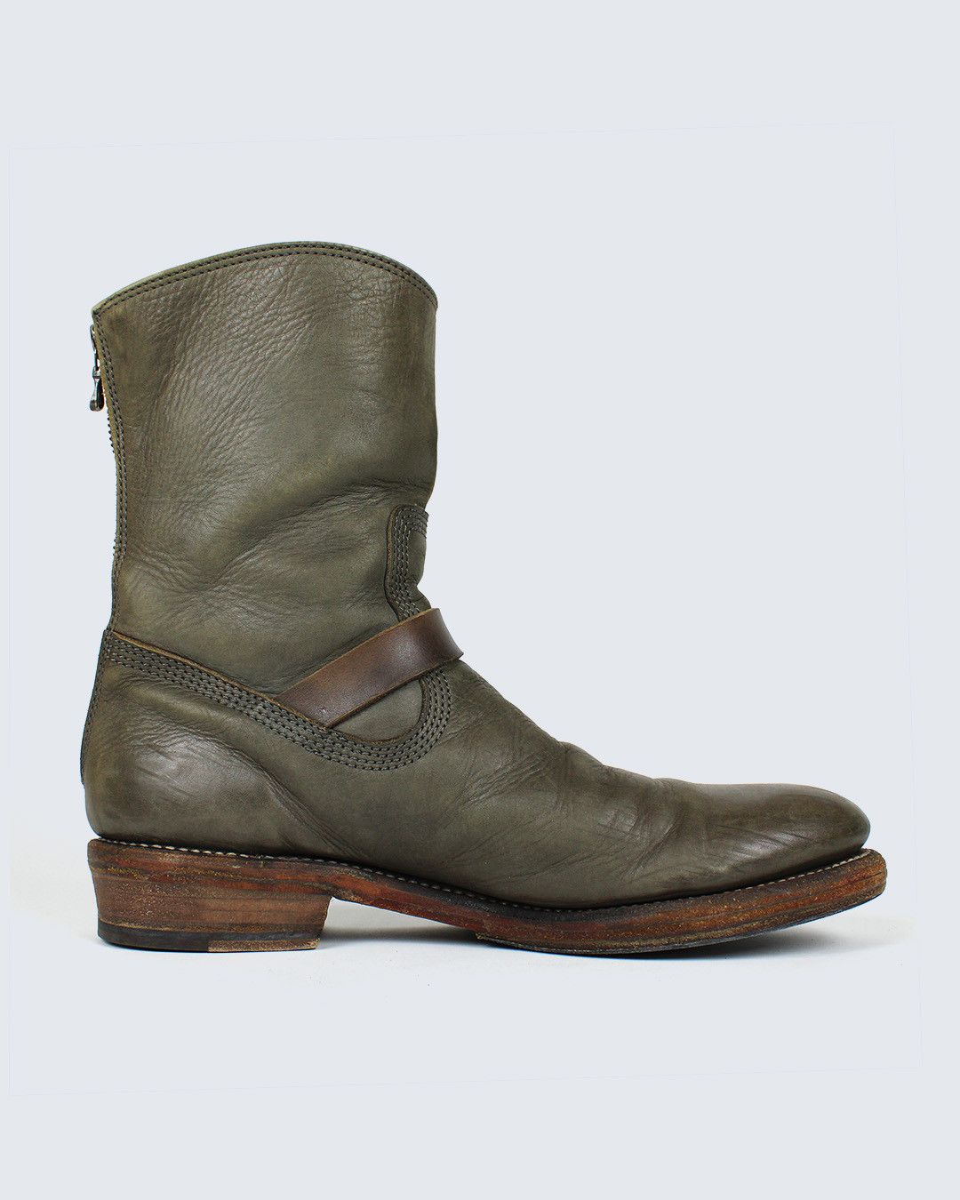 image of Julius Aw07 Sanded Calf Leather Back-Zip Boots in Taupe, Men's (Size 10)