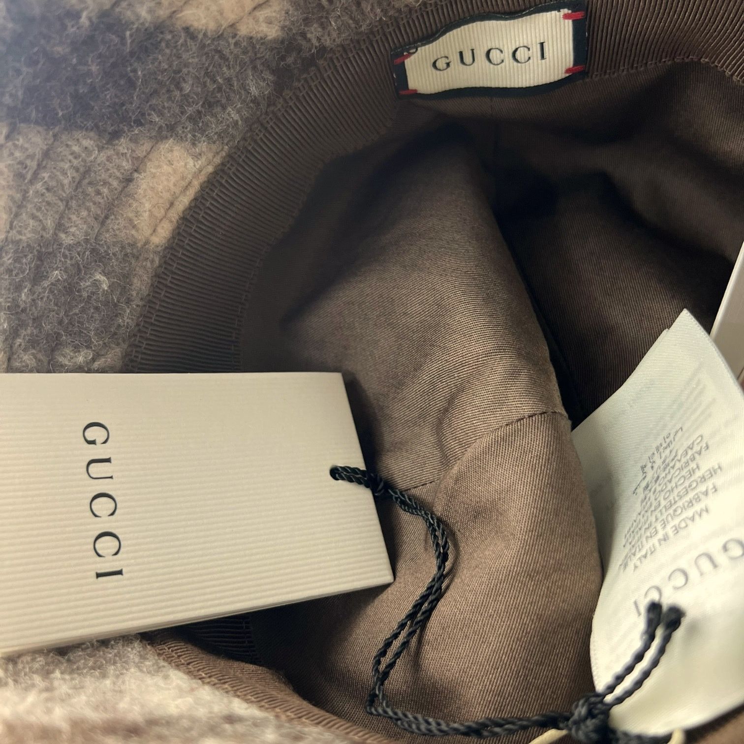 Gucci Gucci Orgasmique Brown White Wool Plaid Bucket Hat NWT Size ONE SIZE - 5 Thumbnail