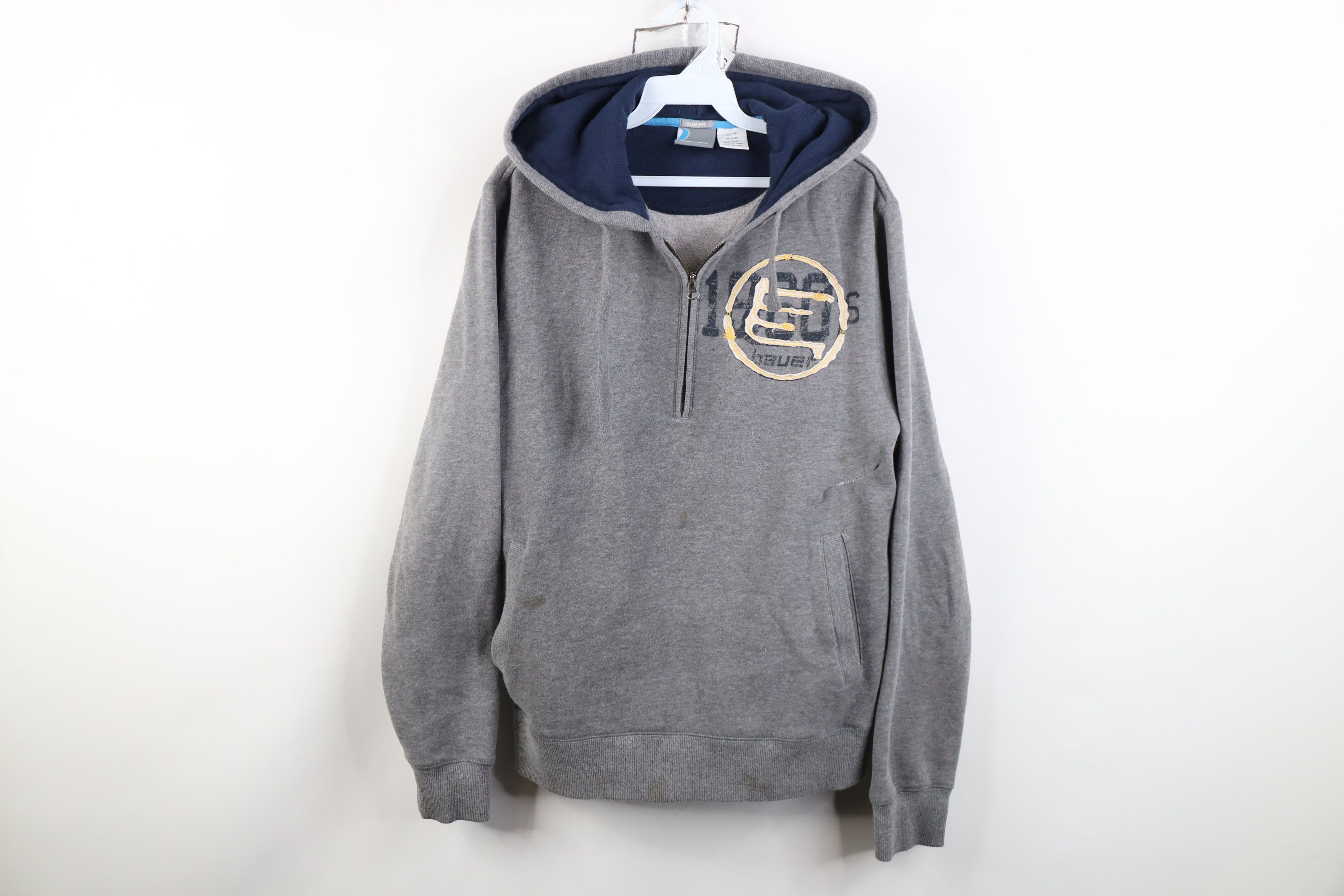 Vintage Vintage Bauer Hockey Half Zip Hoodie Sweatshirt Gray Size US XS / EU 42 / 0 - 1 Thumbnail