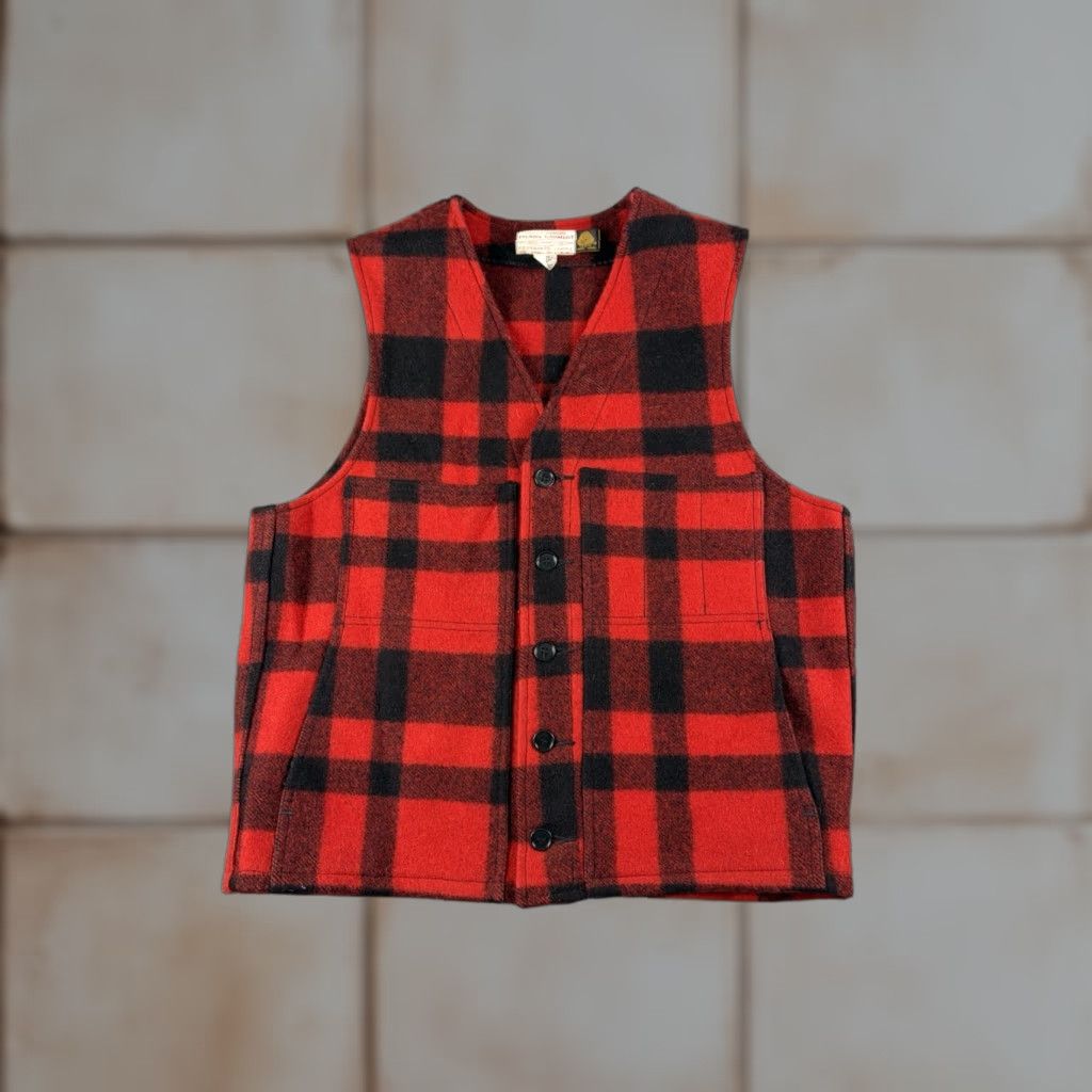 Filson VINTAGE Filson Mackinaw Wool Vest Mens 42 Red Plaid USA Made Wool Style Vest Size US XS / EU 42 / 0 - 1 Thumbnail