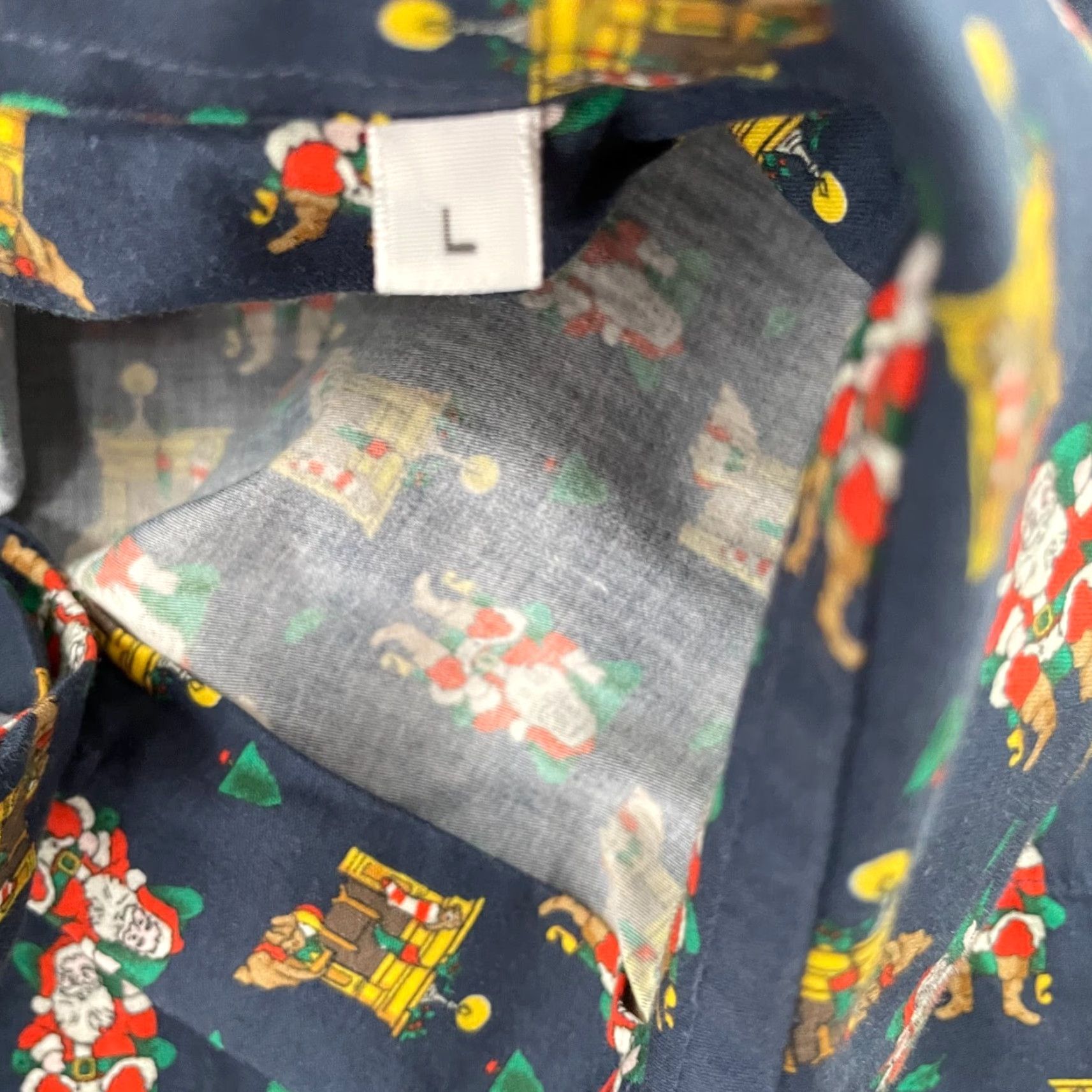Vintage VINTAGE Maus & Hoffman Shirt Men Large Blue Santa Claus Print Button-Up Long Sleeve Holiday Georgia Pattern Fall Winter Spring Summer Size US L / EU 52-54 / 3 - 6 Thumbnail