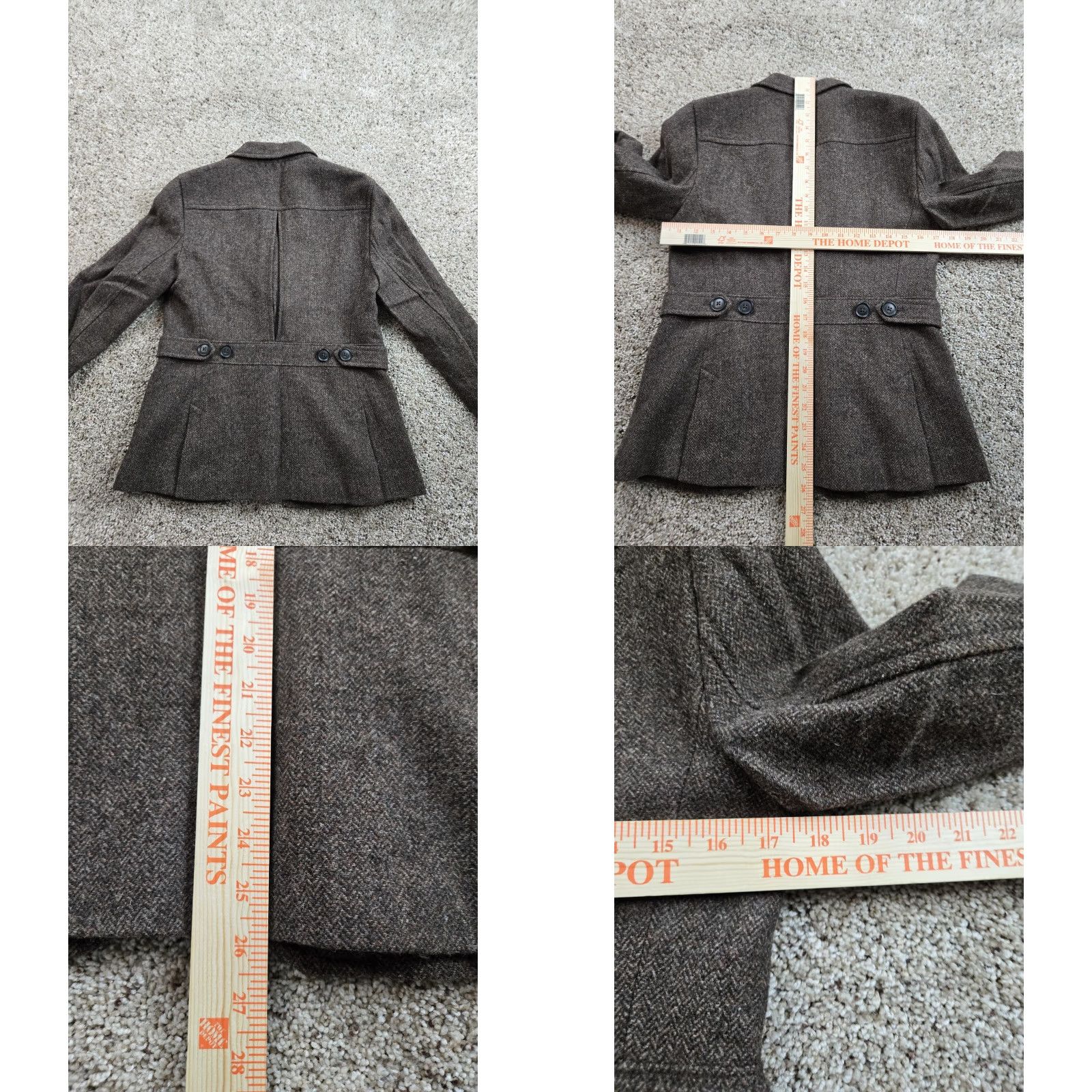 Gap Gap Blazer Womens 6 Brown Wool Herringbone Tweed Single Breasted Jacket Pockets Size M / US 6-8 / IT 42-44 - 8 Thumbnail