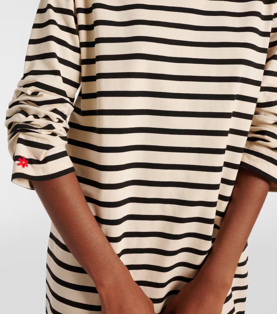 Tory Burch o1s22i1n1024 Striped Cotton Dress in Black & Ivory Size S / US 4 / IT 40 - 3 Thumbnail