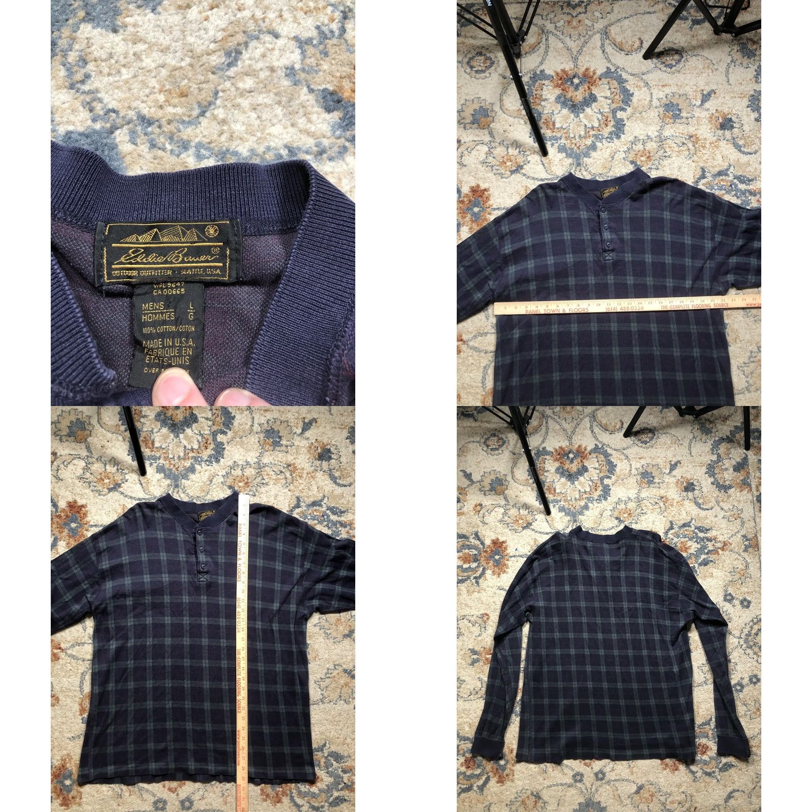 Eddie Bauer Vintage Eddie Bauer Henley Shirt Mens Large Blue Plaid Long Sleeve Made USA 90s Size US L / EU 52-54 / 3 - 8 Thumbnail
