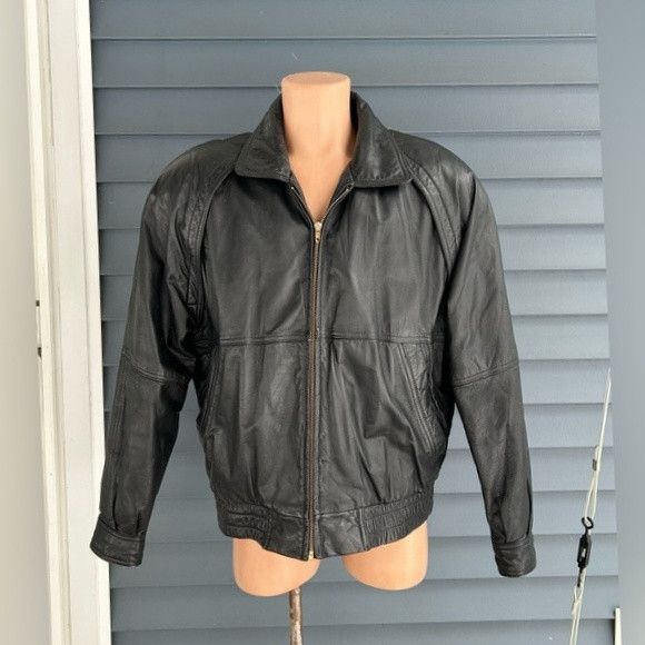 Members Only Vintage Retro 80s Mens Black Leather Bomber Jacket~44~ Size US L / EU 52-54 / 3 - 1 Thumbnail