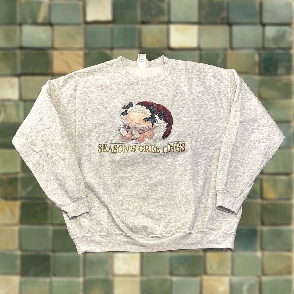 Vintage VINTAGE Lee Sport Christmas Sweatshirt Crewneck Large Mens Gray 90s Santa Clause Season’s Greetings Graphic Print Size US L / EU 52-54 / 3 - 1 Thumbnail