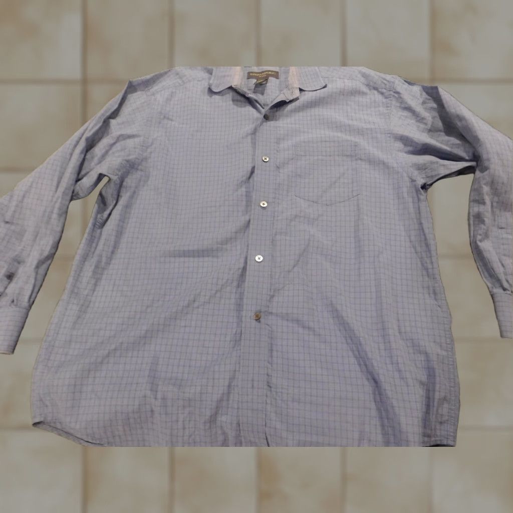 Banana Republic Banana Republic Shirt L Blue Plaid Long Sleeve Button-Up Collared Casual Button-Down Mens Regular Cotton Knit Pocketed Relaxed Vintage No Size US L / EU 52-54 / 3 - 1 Thumbnail