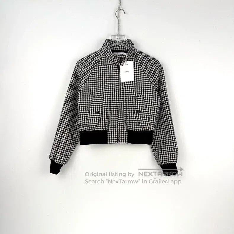 Dior Dior Black checkered wool mulberry silk zipper jacket Size XS / US 0-2 / IT 36-38 - 3 Thumbnail