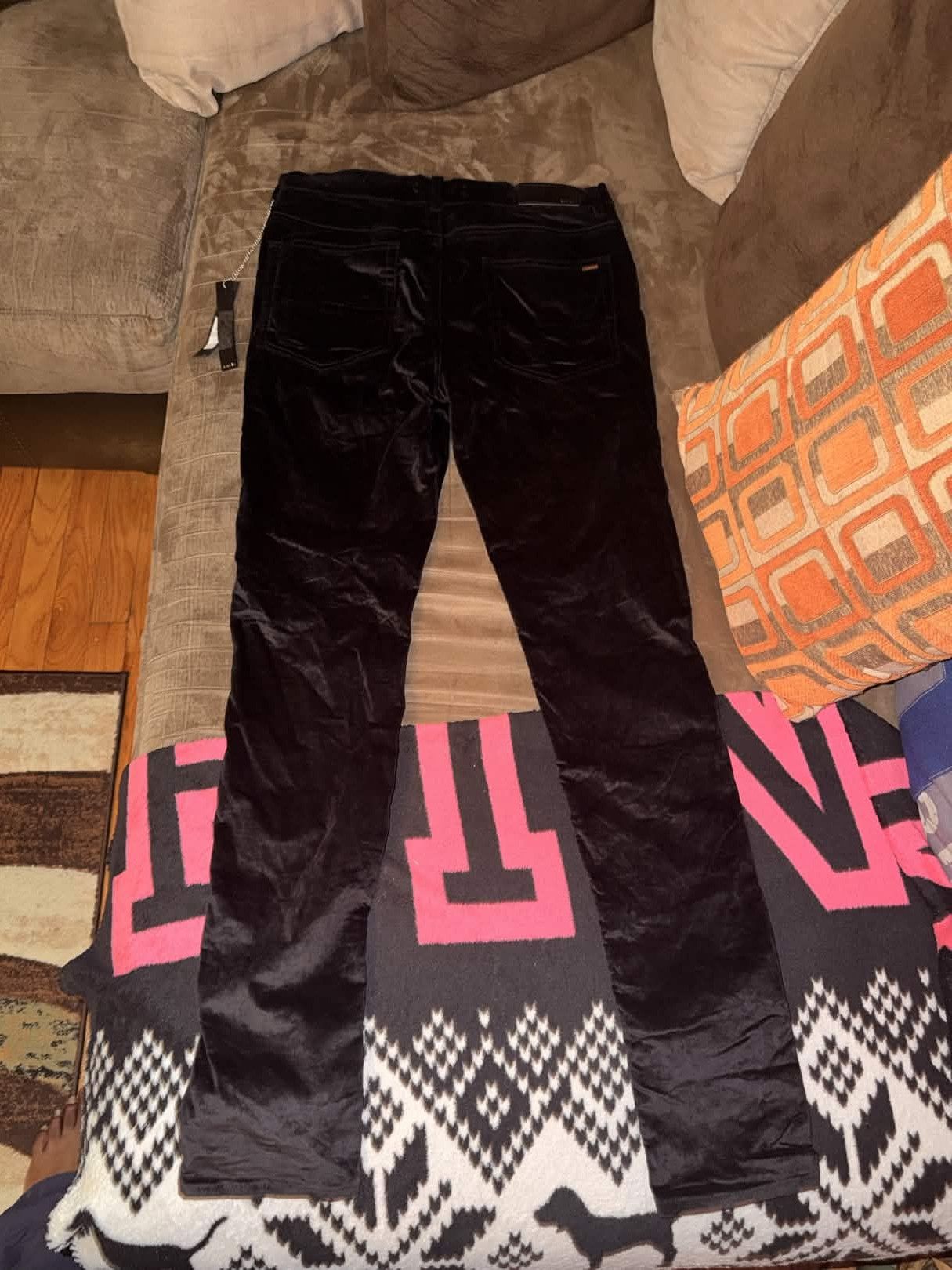 Amiri Black Velvet Skinny Stack Jeans Size US 34 / EU 50 - 3 Thumbnail