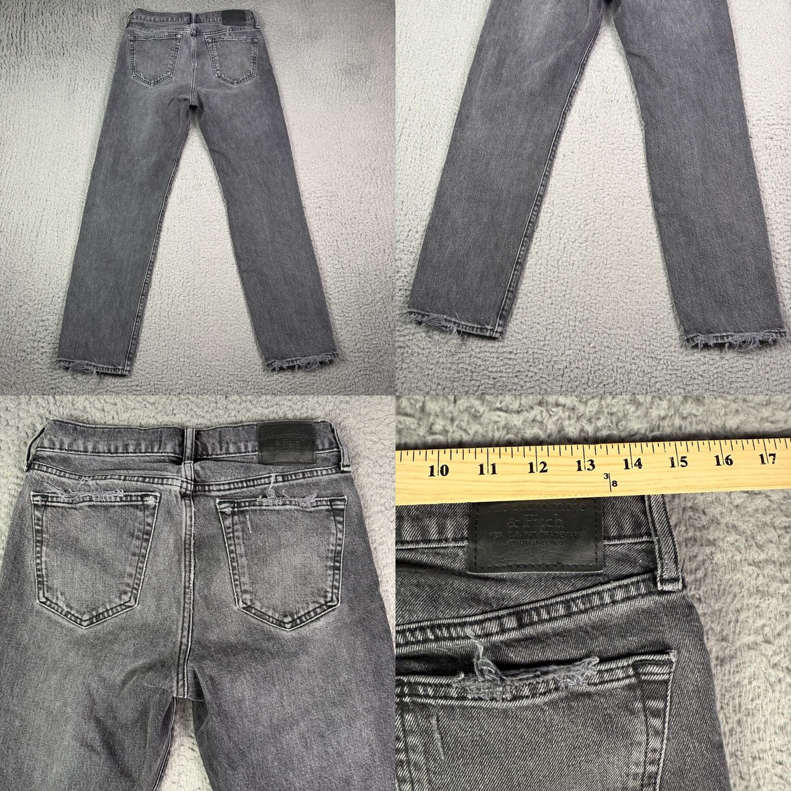 Abercrombie & Fitch Abercrombie & Fitch Jeans Men Black Faded 90s Straight Stretch Vintage Size US 29 - 8 Thumbnail