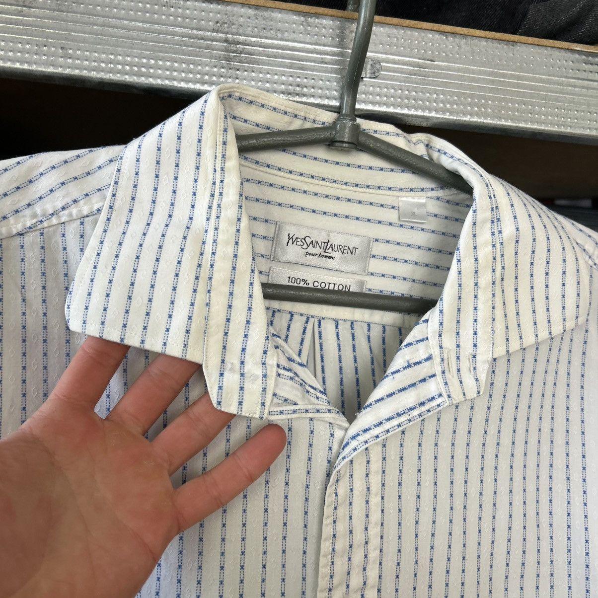 Yves Saint Laurent Luxury Yves Saint Laurent Small Logo Basic Button up shirt Size US XL / EU 56 / 4 - 6 Thumbnail