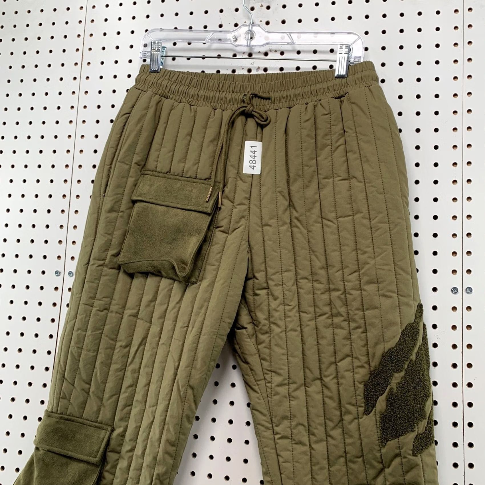 Olive Tier Cargo Pants Mens M Olive Green Quilted Insulated Retro Size 32" / US 10 / IT 46 - 6 Thumbnail
