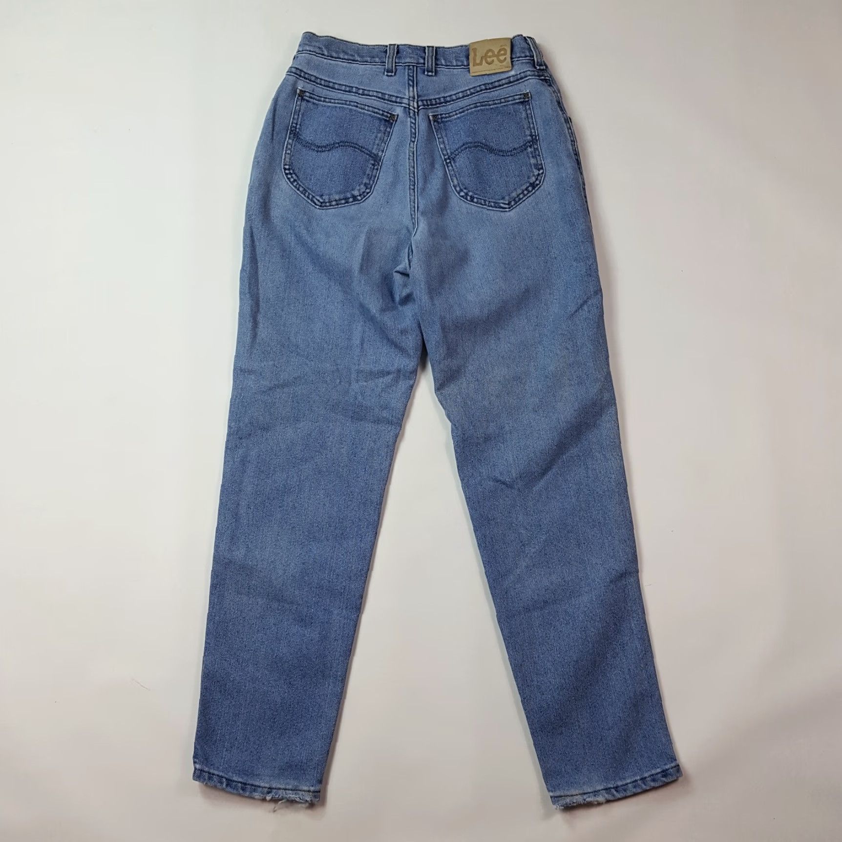 Lee VINTAGE Lee Western Jeans Womens 10 Distressed Denim Blue 28x31 80s 90s Retro Workwear Tapered Faded Distressed Pockets Button Jeans Womens Size 32" / US 10 / IT 46 - 7 Thumbnail