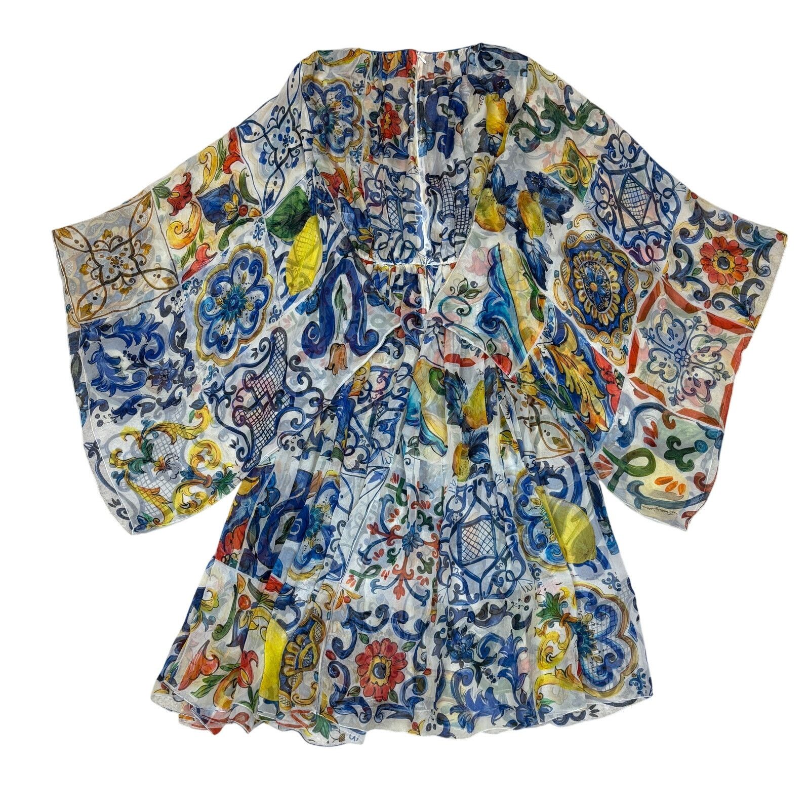 Dolce & Gabbana Dolce & Gabbana Majolica Silk Wide Sleeves Dress Women's 40 Size S / US 4 / IT 40 - 5 Thumbnail