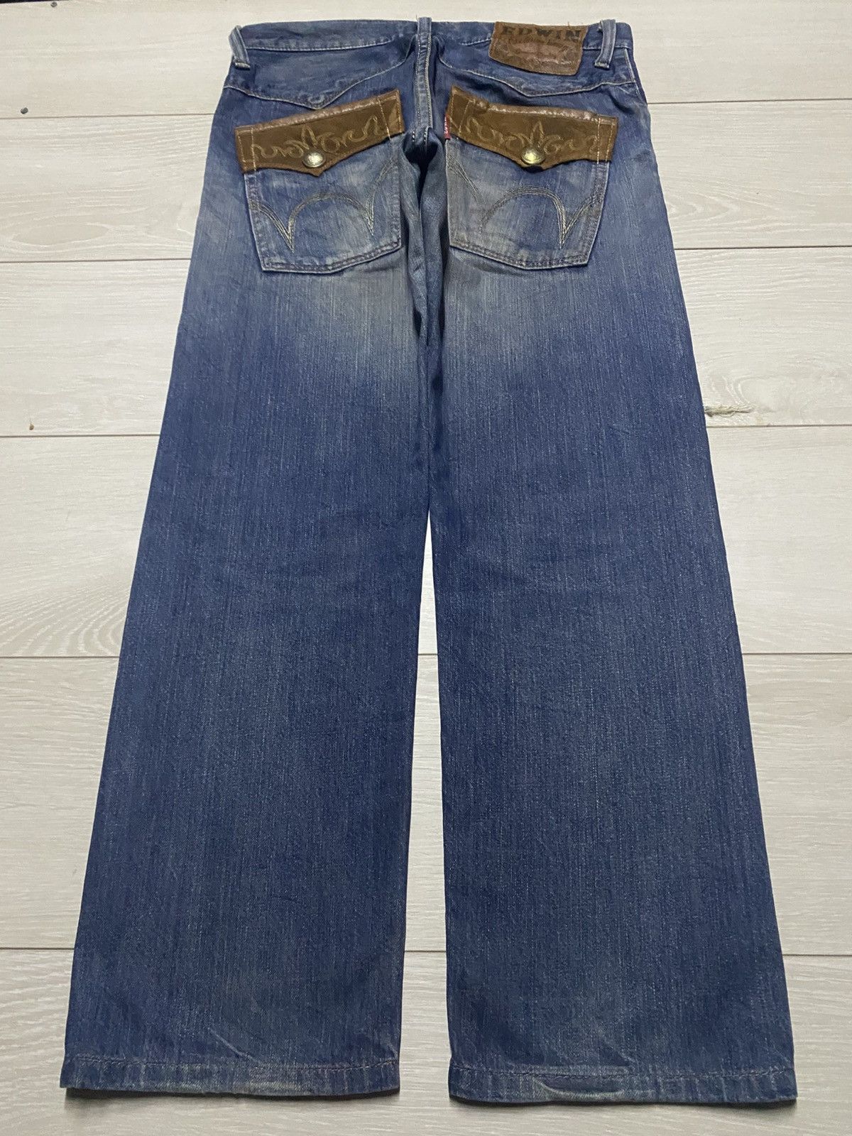 Junya Watanabe Edwin Exclusive Vintage Mud Wash Distressed Loose Jeans Size US 32 / EU 48 - 2 Thumbnail