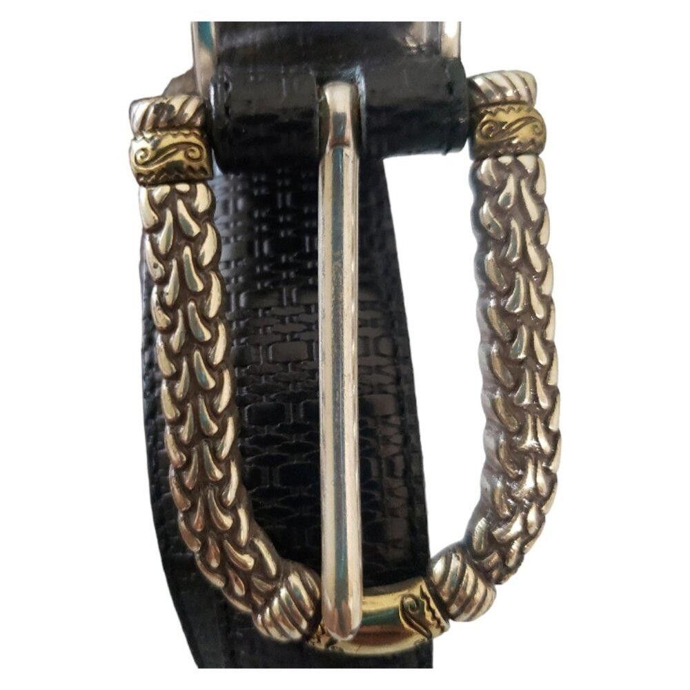 Brighton Brighton Vintage Black & Silver Tone Ladies Leather Belt L Size ONE SIZE - 3 Thumbnail